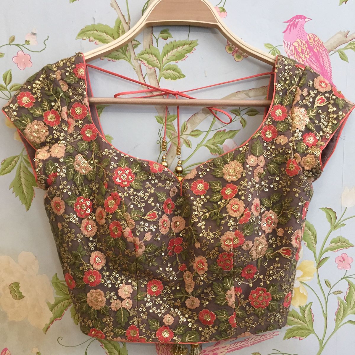 Flower Embroidered Ethnic Wear Designer Blouse