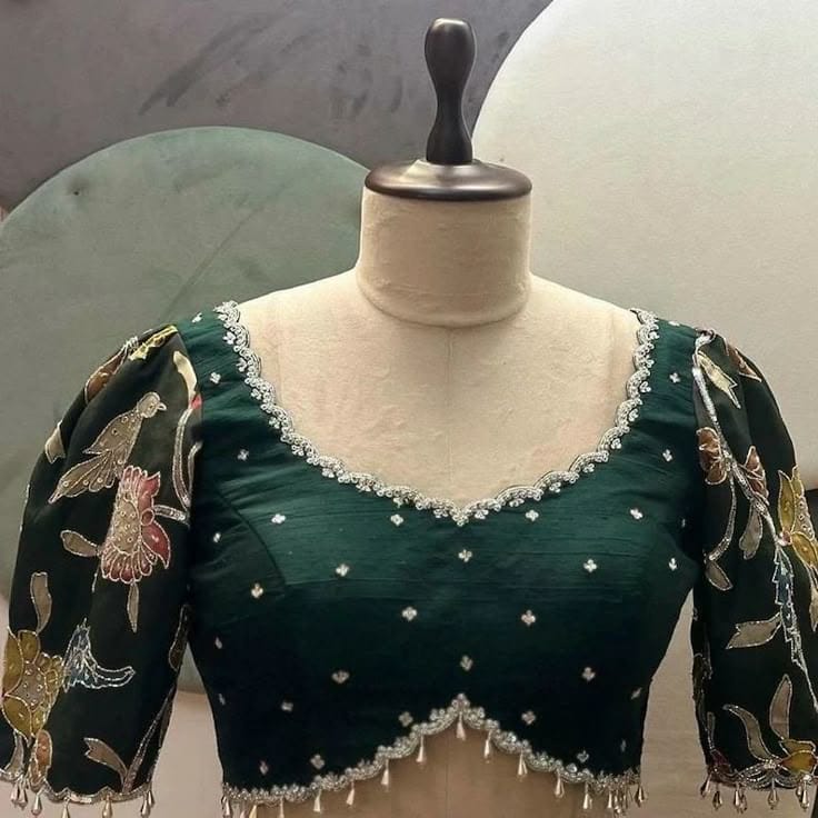 Buy Green Designer Embroidered Blouse for Women