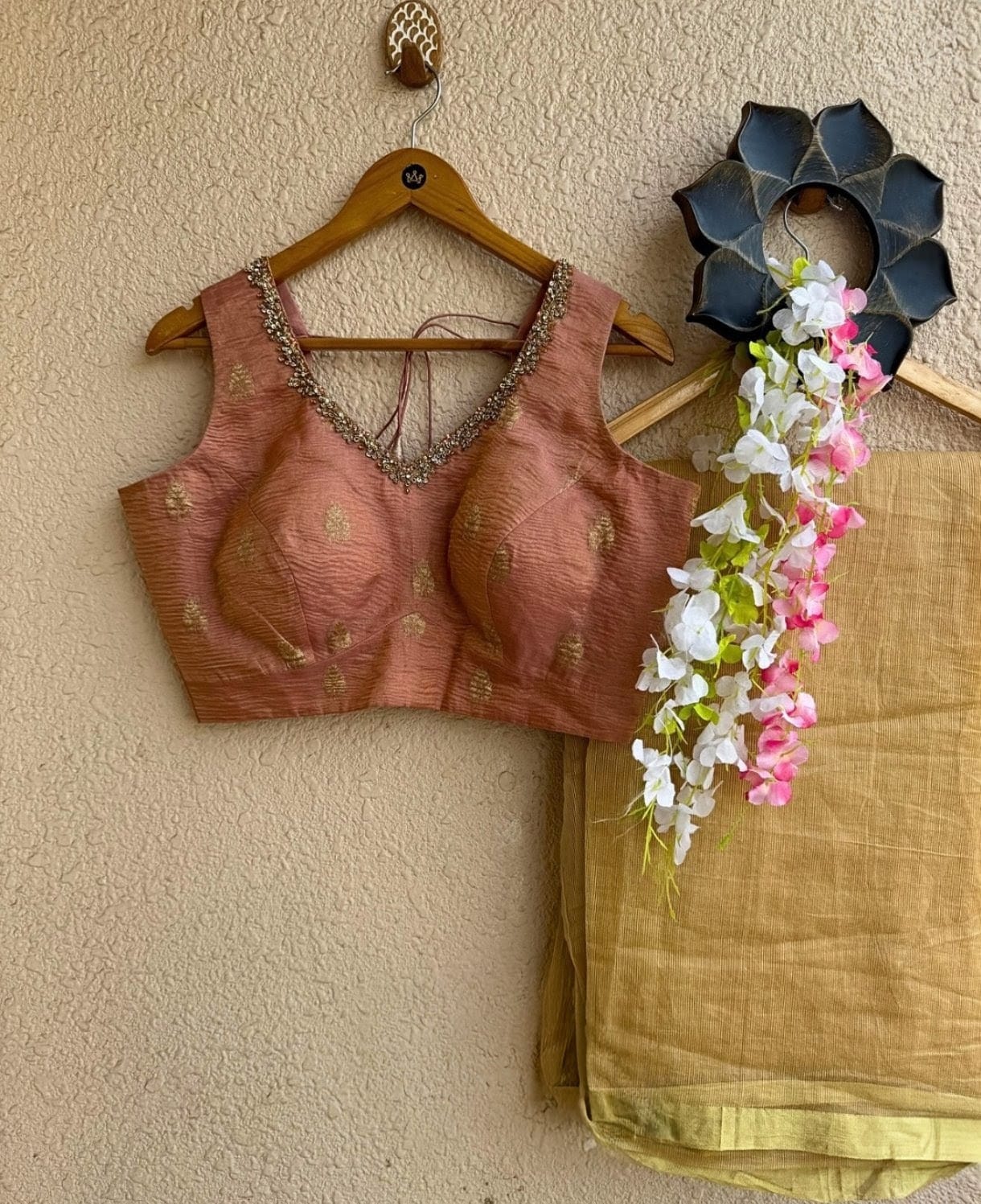 Copper Tissue Round Neck Sleeveles Blouse