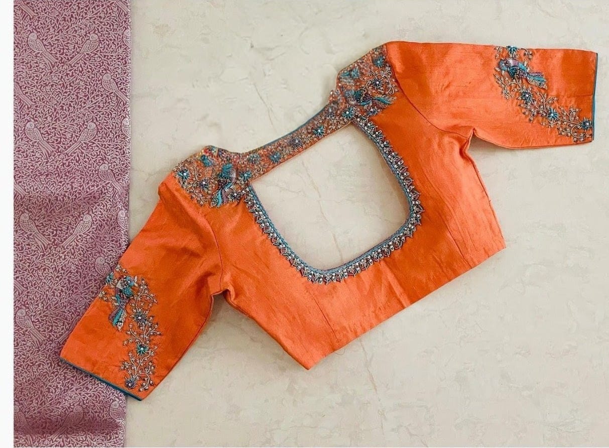 Orange Bling Bling Embroidered Blouse