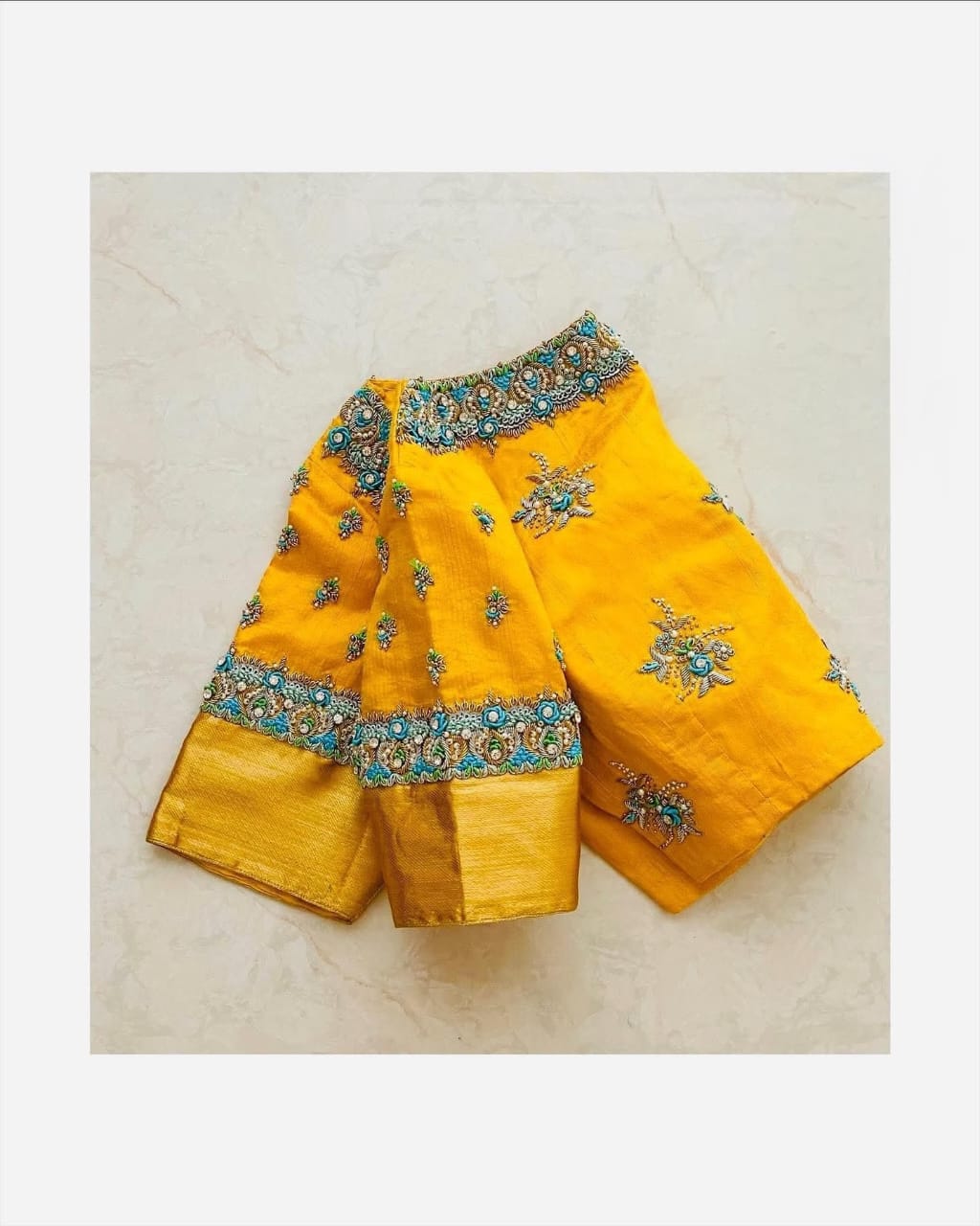 Threads Yellow Hand Worked Blouse