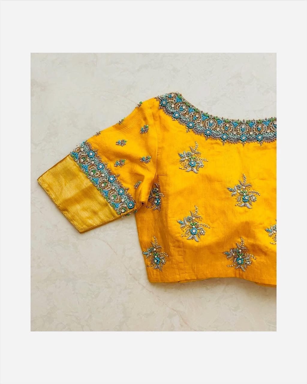 Threads Yellow Hand Worked Blouse