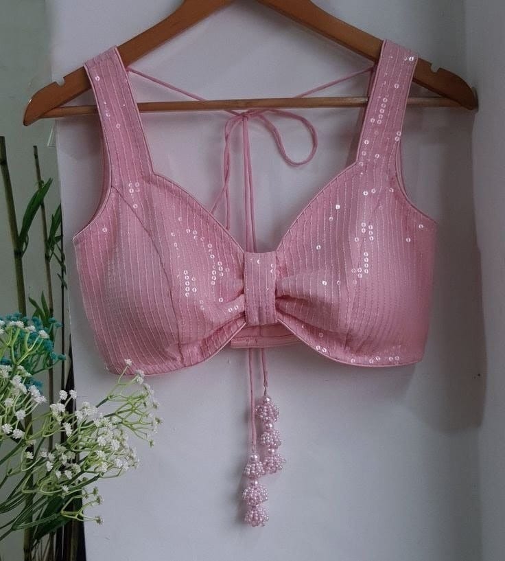 Buy Pink Sequined Georgette Indian Blouse