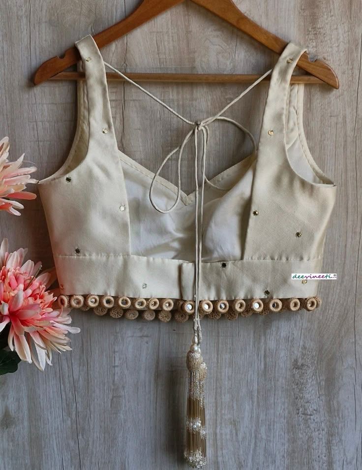 Ivory Pearl Embellished Sleeveless Blouse