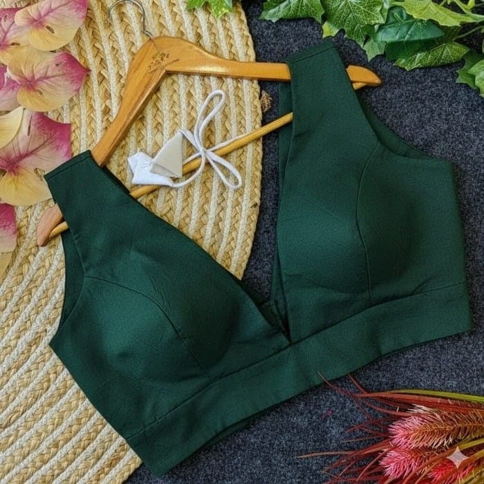 Cotton Designer Blouse with Deep V-Neck Back (5 Color)