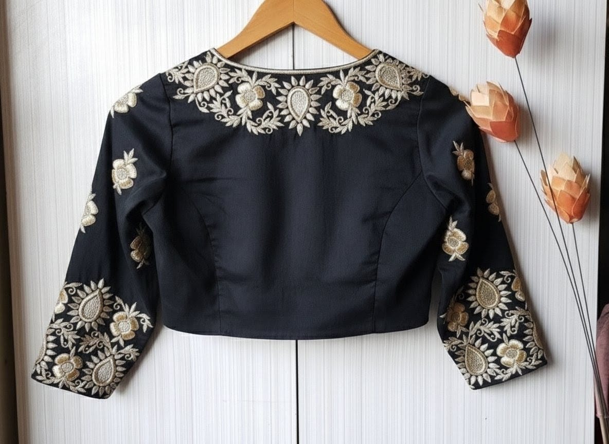 Black Heavy Embroidered Designer Blouse