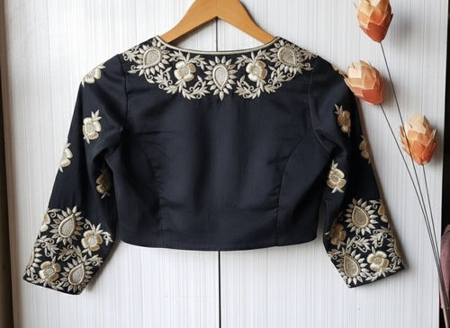 Black Heavy Embroidered Designer Blouse