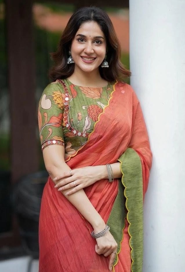 Olive Green Printed Designer Blouse with Mirror Work Detailing