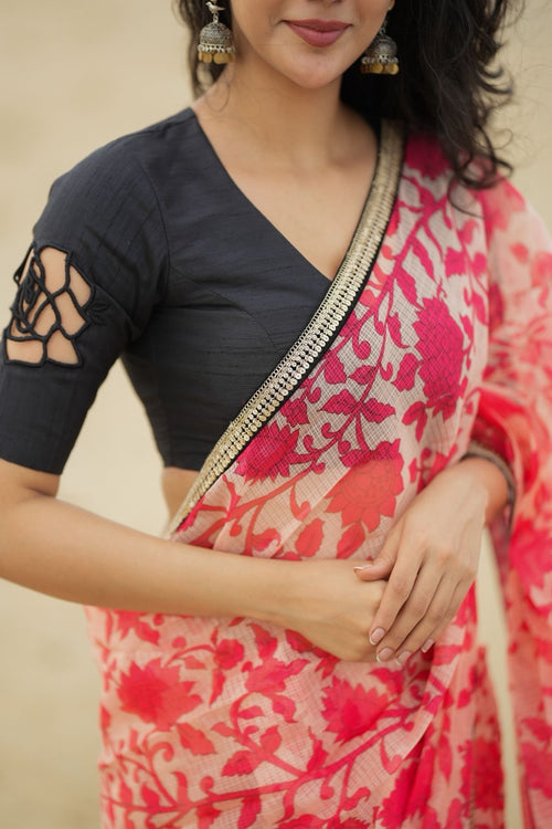 Black Designer Blouse with Artistic Cutwork Back Neck